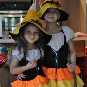 DSC 0141 halloween 2010 the two gals Candy corn witches...