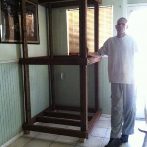 new cage before bare - wonderful husband to show height. 7ft x 3ft.
