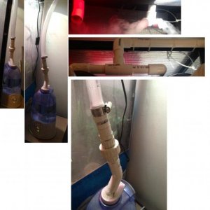 Humidifer setup that I had on one of the first cages, but still use this same system now.  The humidifier was from Target and only about $20, sure is