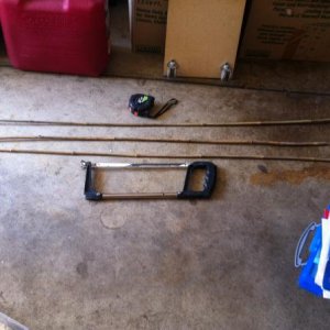 Sanitized, measured, and cut bamboo supports.