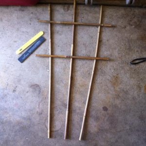 Before assembly, preview of trellis, and had to sand and file down the rough cut edges for Kimo's safety.