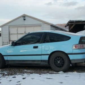 My 1990 honda crx with a fully built B16A DOHC VTEC/w port and polish, 3 inch exhaust from headers back, stripped interior with 6 point roll cage