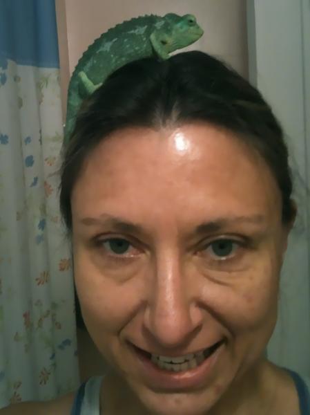 Astrid on my head. July 2010