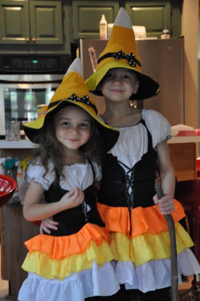 DSC 0141 halloween 2010 the two gals Candy corn witches...