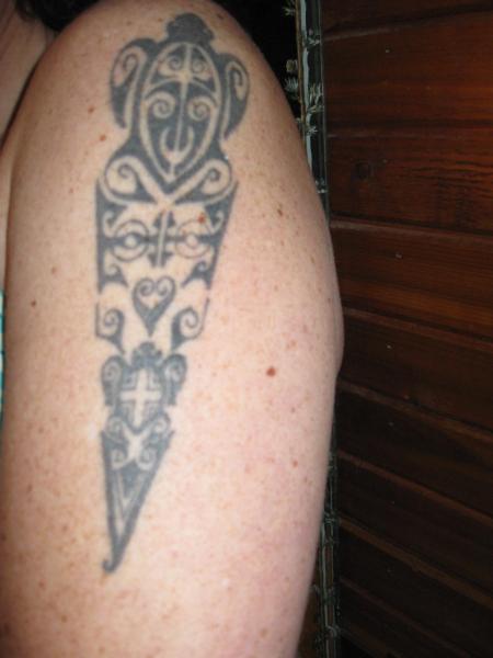 Polynesian tribal, left arm, about 10 yrs ago